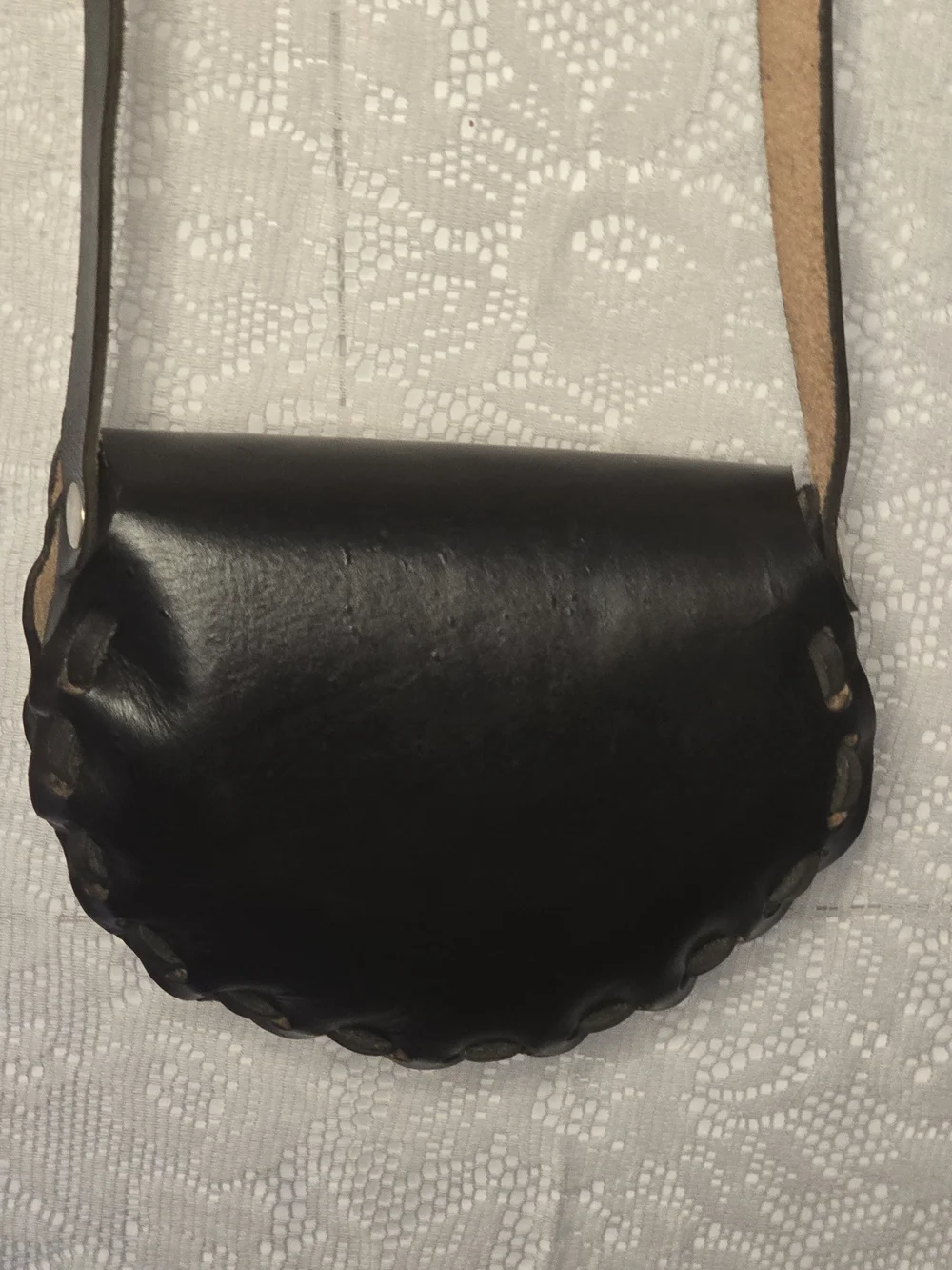 Vintage Hand Tooled Leather Rose Crossbody Bag Black Tooled Saddle Purse
